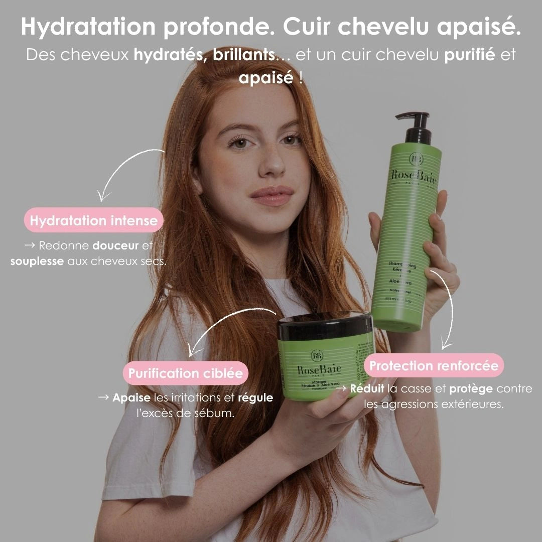 Duo shampoings Aloe vera & Kératine – Purification & Hydratation